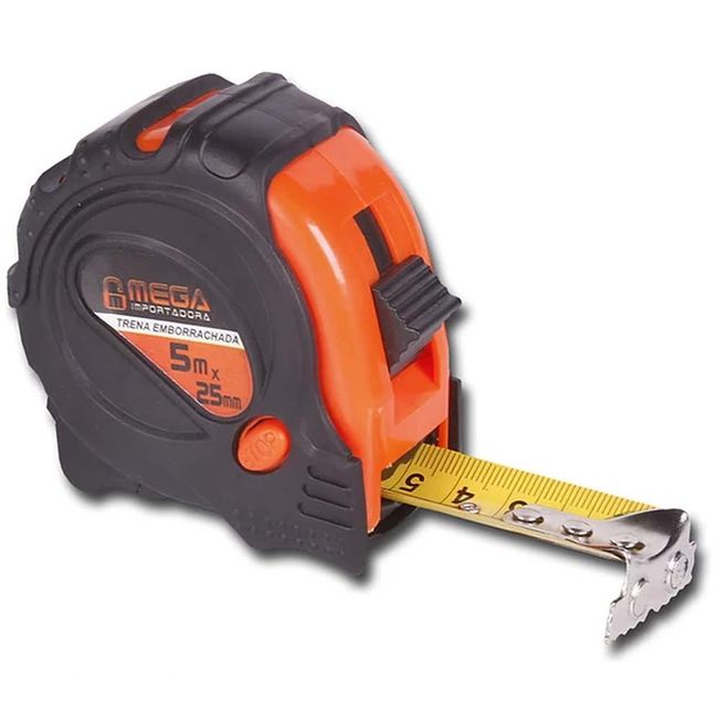 Trena-Emborrachada-de-5m-x-25mm-com-Ima-e-Freio---MEGA Trena-Emborrachada-de-5m-x-25mm-com-Ima-e-Freio---MEGA