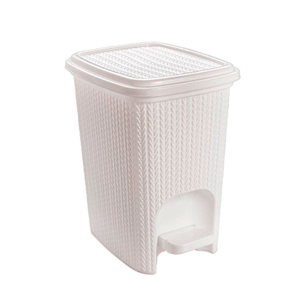 Lixeira-de-Plastico-7L-Trama-com-Pedal-Branca---PLASUTIL