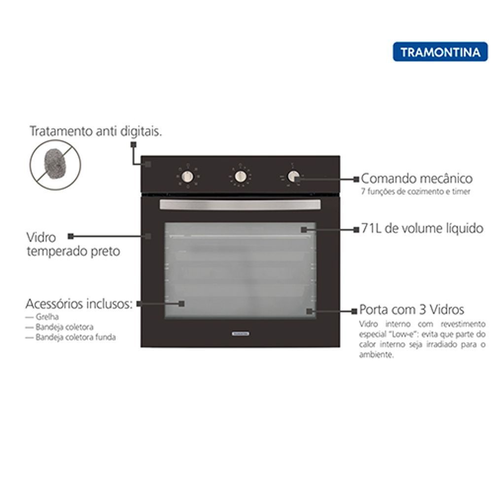 Forno-Eletrico-de-Embutir-New-Glass-Cook-Preto-7-Funcoes-71L---TRAMONTINA