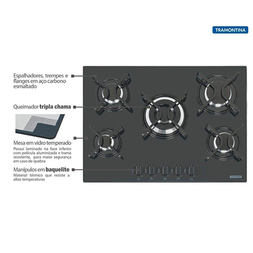 Cooktop-a-Gas-Penta-5-Queimadores-Bivolt---TRAMONTINA