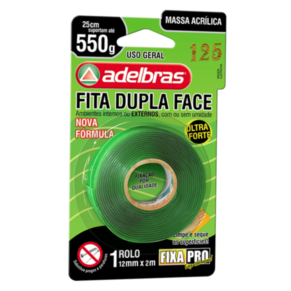 Fita Dupla Face Pratik 12mmx2m Verde Adelbras Cacique 1052