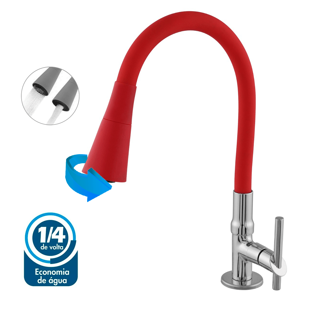 Torneira-de-Mesa-para-Cozinha-Conica-Flexivel-Giratoria-2021-C69-Red---LIDER-METAIS