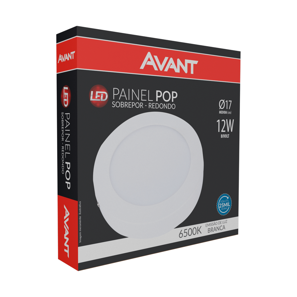 Painel-de-LED-para-Sobrepor-Redondo-de-12W-Luz-Branca---AVANT