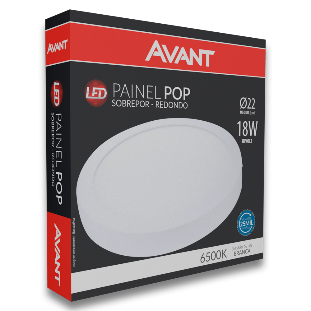 Painel-de-LED-para-Sobrepor-Redondo-de-18W-Luz-Branca---AVANT