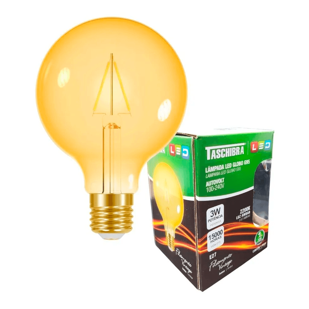 Lampada-LED-Filamento-Defletora-G95-de-3W-E27-127V---TASCHIBRA