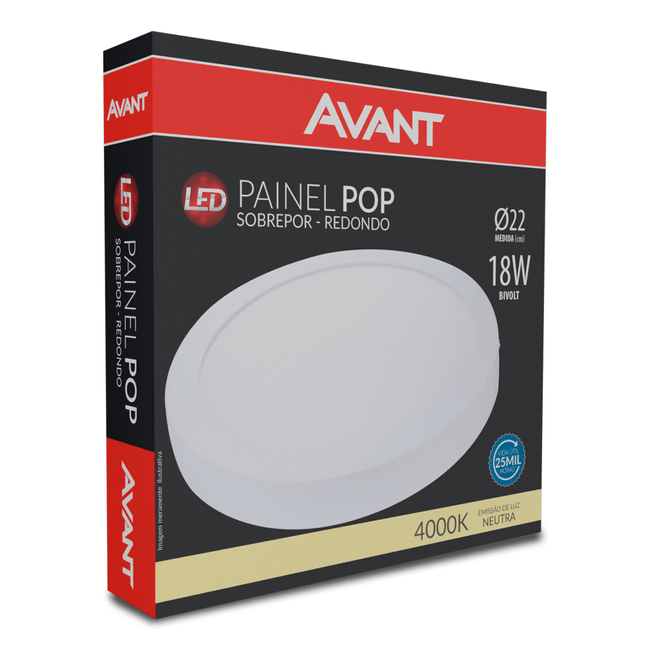 Painel-de-LED-para-Embutir-Redondo-de-18W-Luz-Morna---AVANT