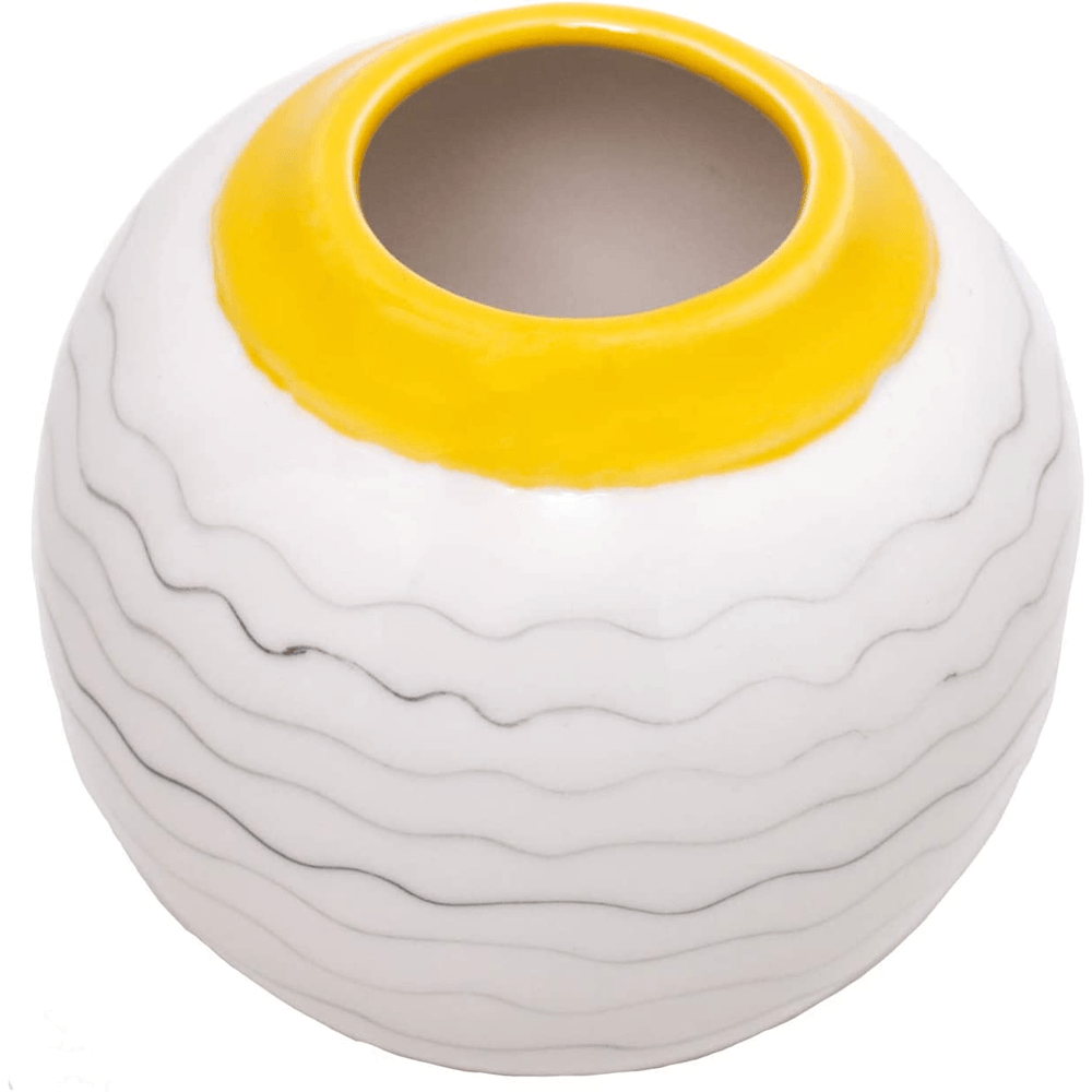 Vaso-Decorativo-de-Ceramica-Branco-Amarelo-14cm-x-13cm-–-WOLFF